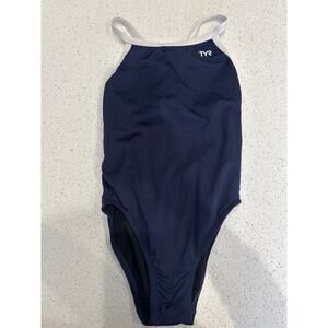 TYR Durafast Elite Hexa Diamondfit Swimsuit Women’s Size 30 Navy/White Excellent